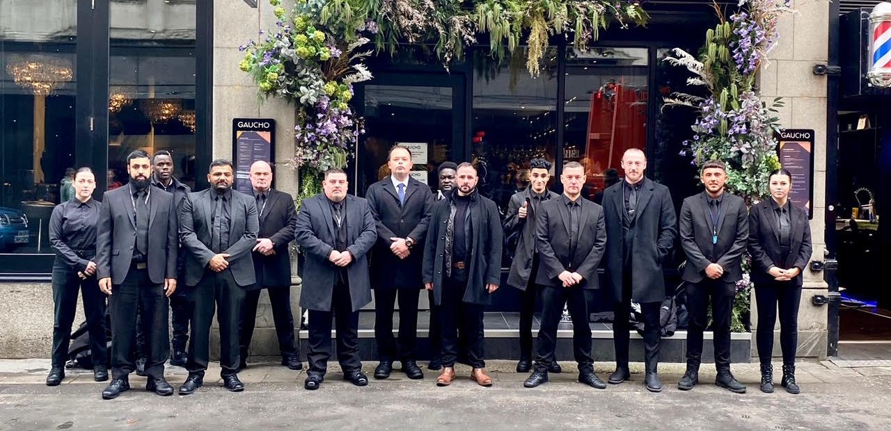 A photo of a large event security team before their event