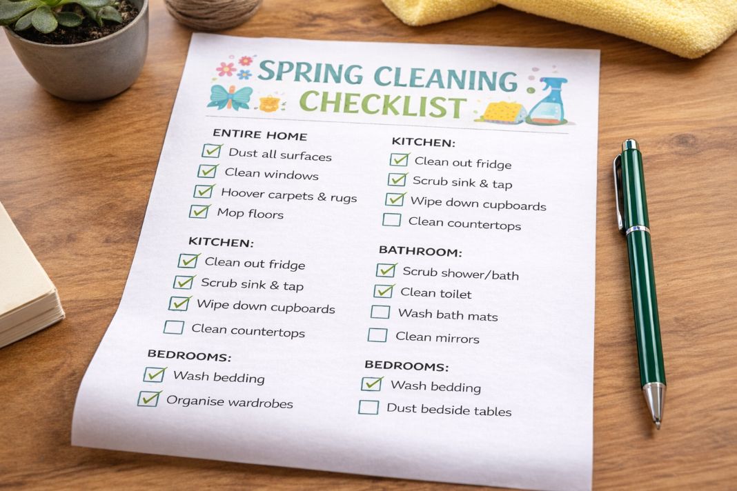 an ai photo of a spring cleaning checklist