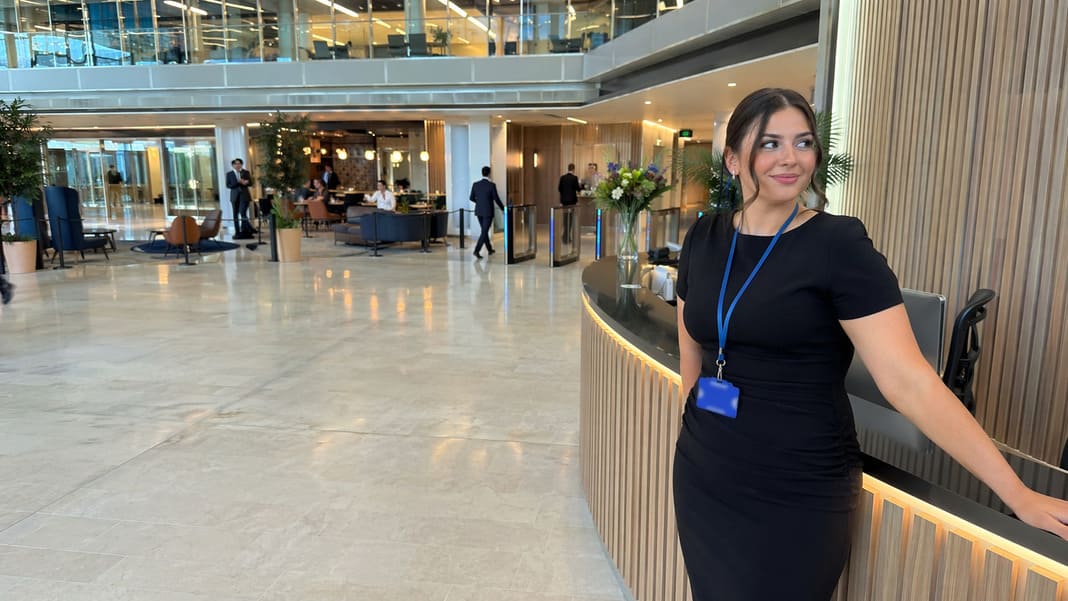 Corporate Reception Services In A Large Office Atrium Lobby - sample image