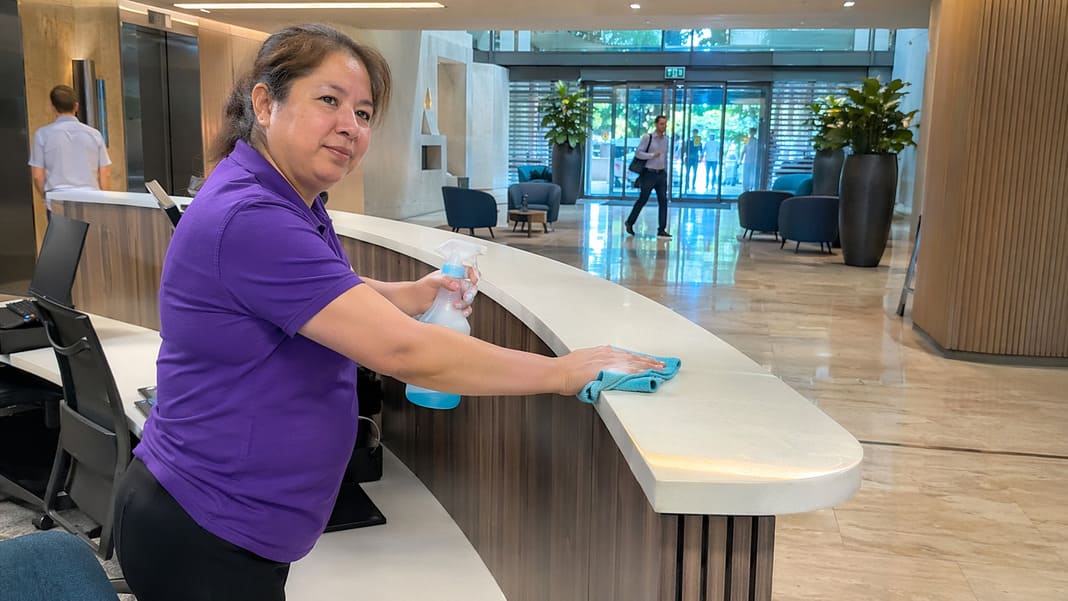 Office Cleaning Services In A Corporate Building Lobby – sample image
