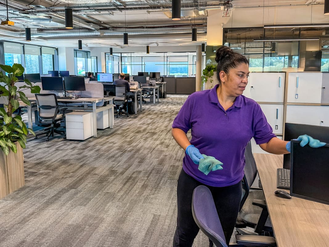 Open Plan Office Cleaning Services In A Modern Office – sample image