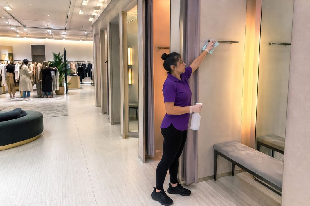 Retail Cleaning Services In A Luxury Fitting Room Area - sample image