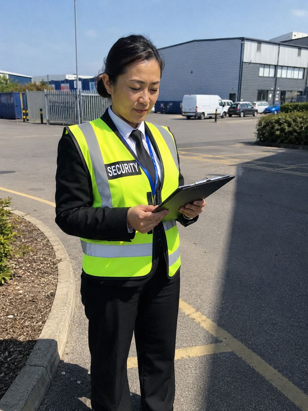 A static security guard completing their guarding duties