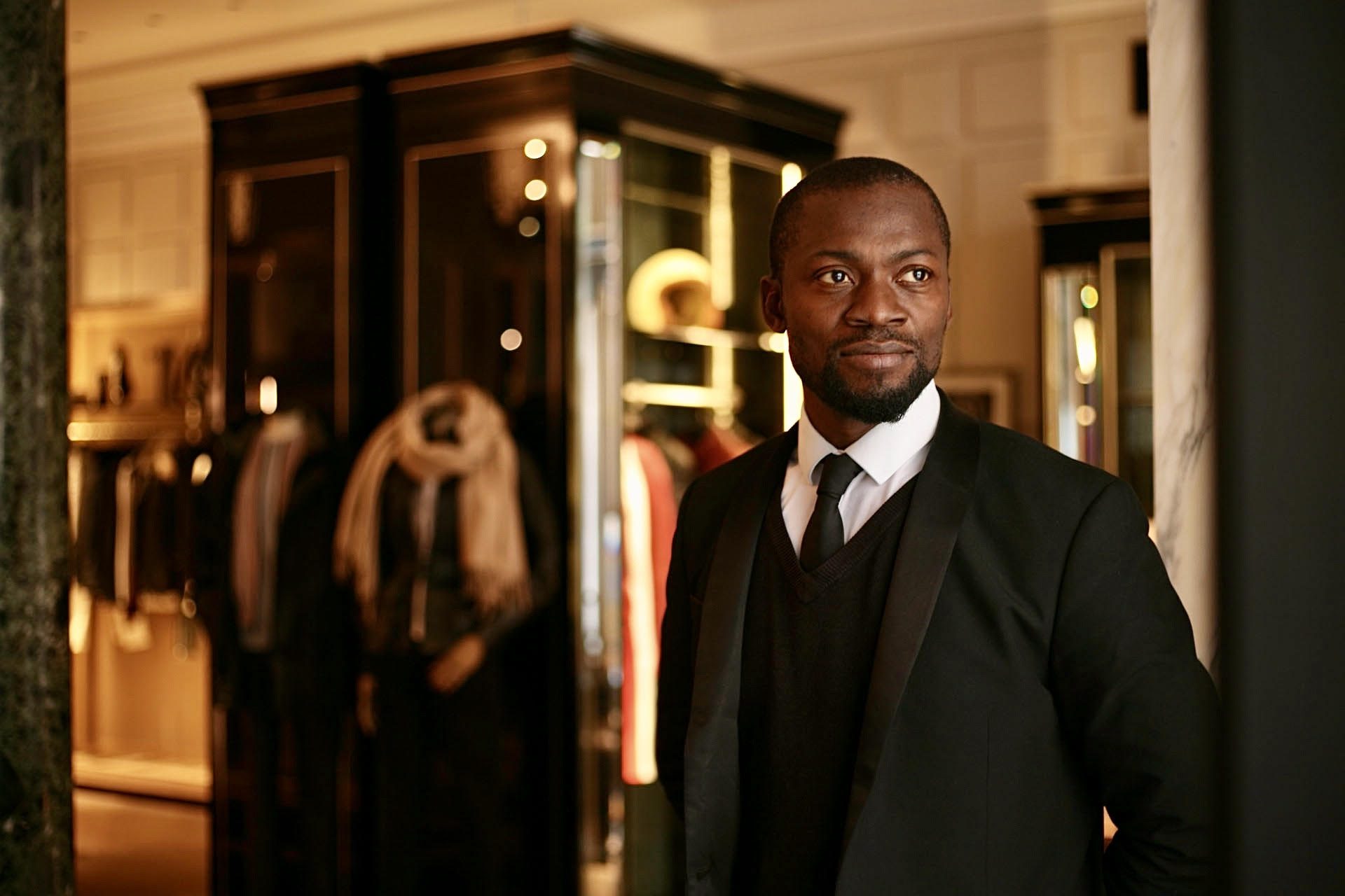 Retail security officer working in a high end fashion retail store in London