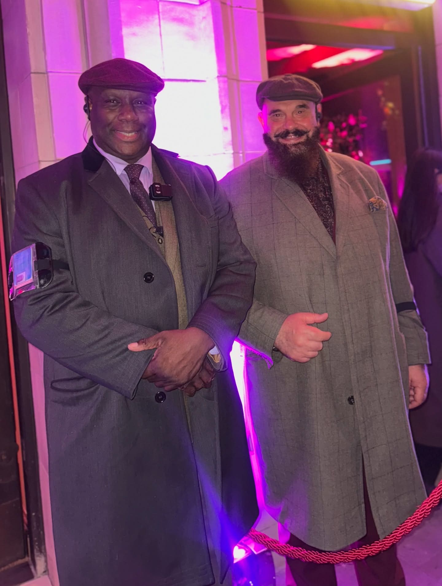 SIA licensed door supervisors managing safe guest entry during a busy evening hospitality event