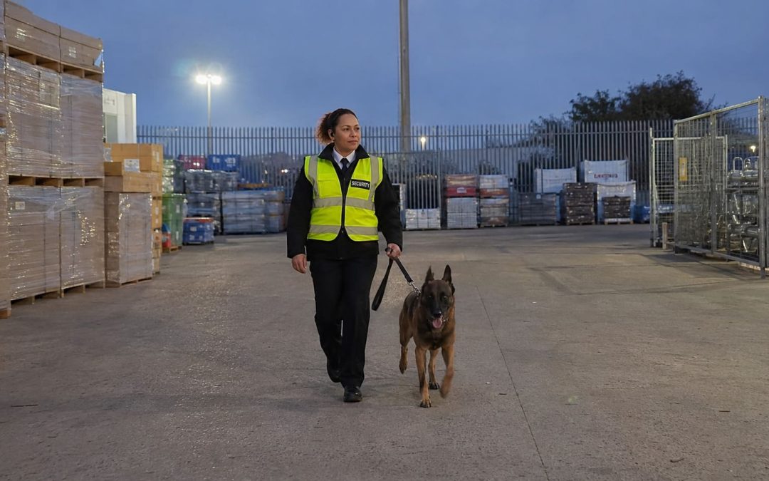 When does a site need security dogs instead of standard guards?
