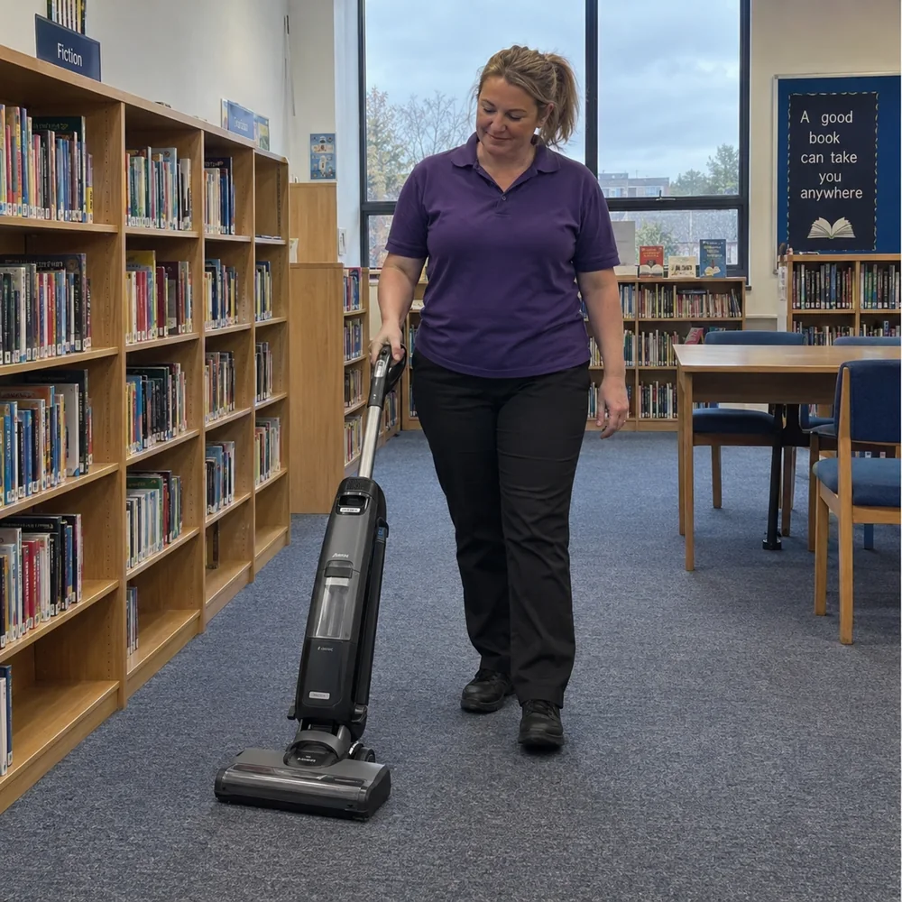 educational cleaning library floor vacuuming - Illustrative Image