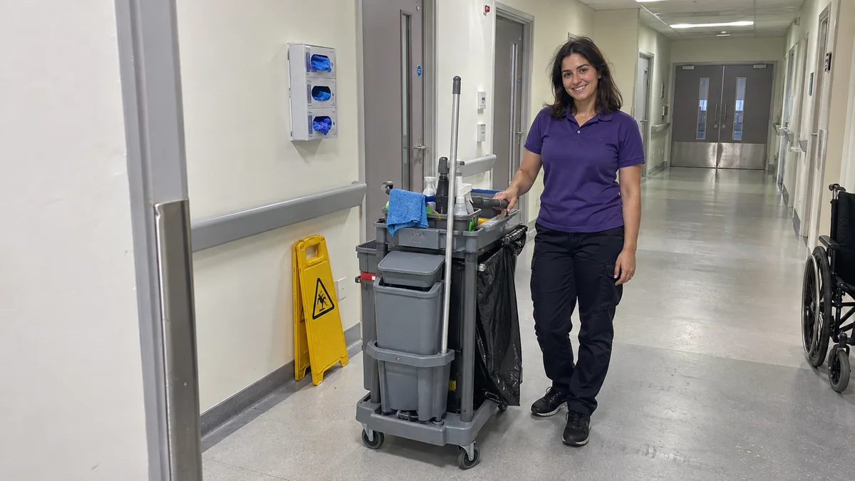 healthcare cleaning clinic corridor cleaner - Illustrative Image