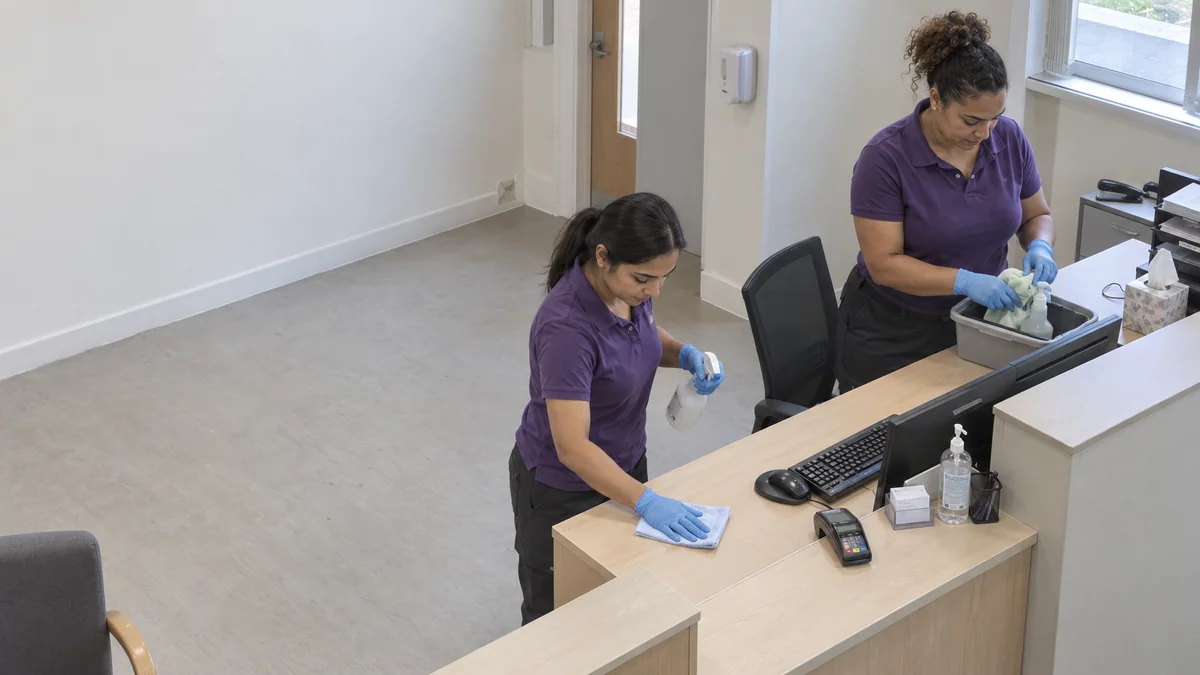 healthcare cleaning reception desk - Illustrative Image